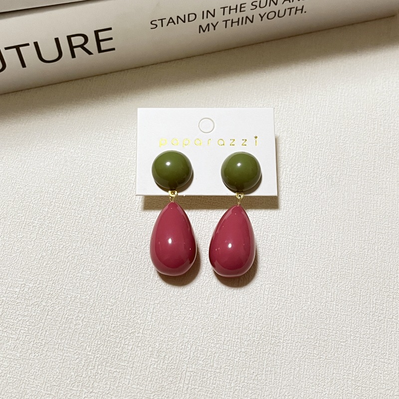 1 Pair Casual Simple Style Round Water Droplets Stoving Varnish Resin Drop Earrings display picture 8