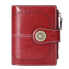 クロスボーダー爆型財布レディースショートタイプ欧米油蝋皮小銭入れジッパーカードバッグwallet women