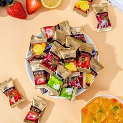 Vitamin C Strawberry Apple Lemon Flavor Burst Filled Gummy Candy Mixed Flavors Wedding Celebration Candy Wholesale Internet Popular Snack