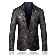 跨境亚马逊外贸大码西服男烫金花单西装新时尚修身版结婚礼服