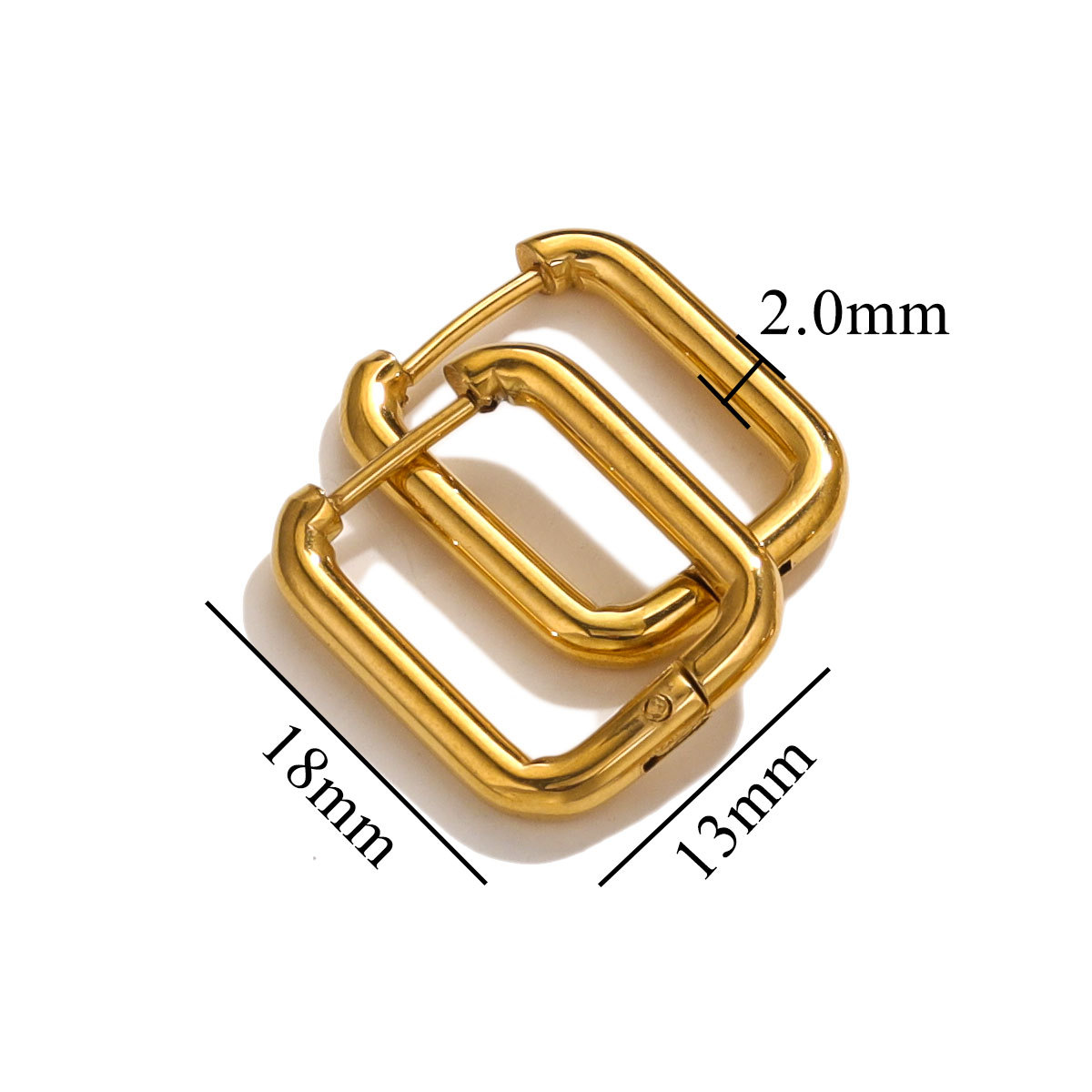 Titanio acero cuadrado oído hebilla simple moda brillante pendientes rectangulares DIY accesorios de la joyería impermeable vacío plateado joyería