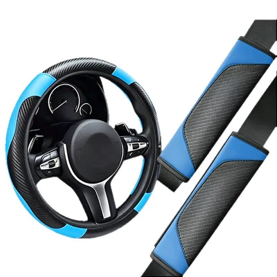 carbon fiber pattern leather, universal for: Steering wheel cover