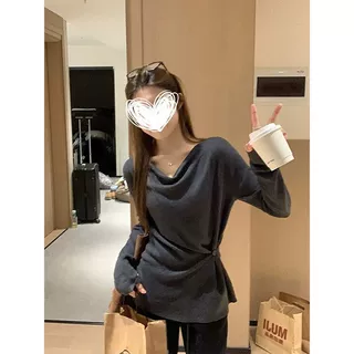 秋季纯欲2026内搭法式收腰上衣显瘦纯色长袖女百搭针织复古显瘦款