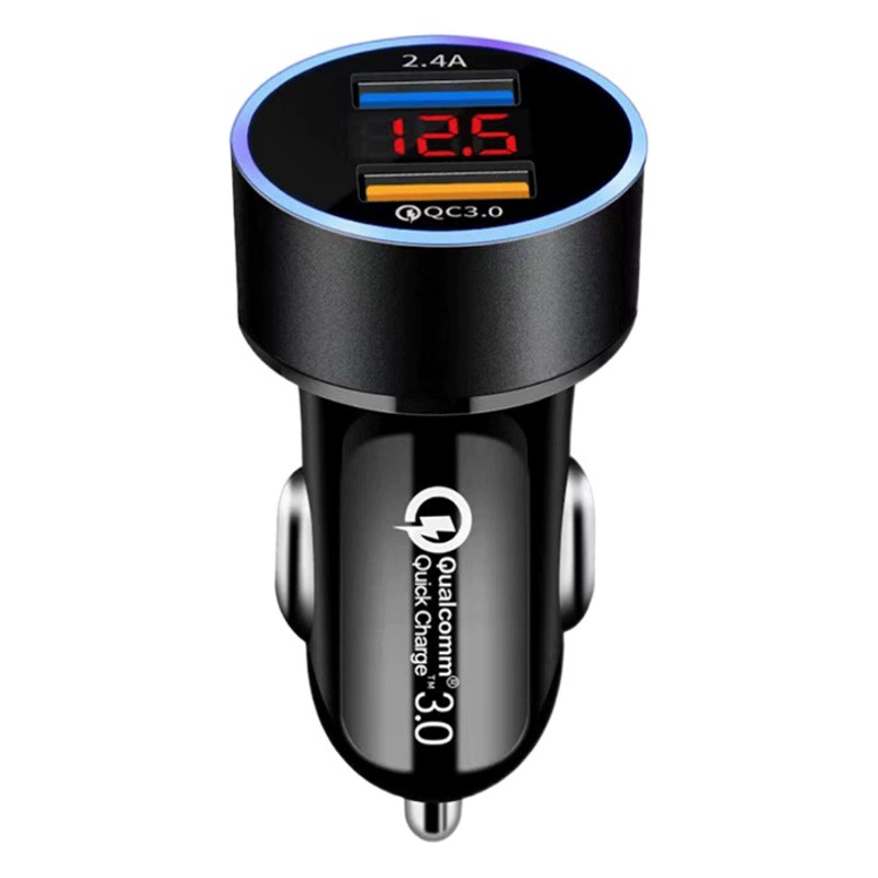 Автомобильное зарядное устройство с обнаружением напряжения, автомобильное зарядное устройство 12,5 с фиксированным цифровым дисплеем, двойной USB-разъем для переоборудования прикуривателя