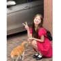 少女显瘦格子法式连衣裙