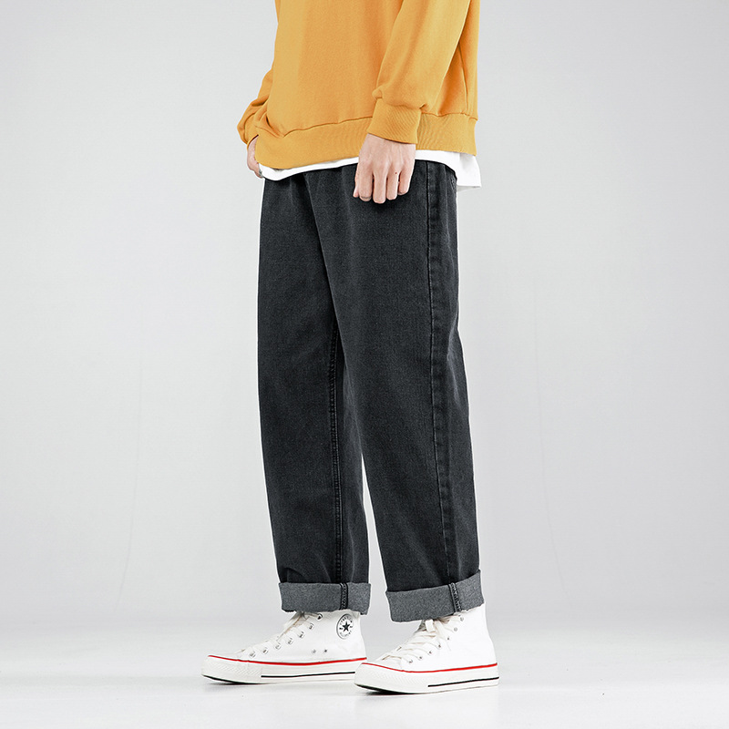 Ropa de hombre japonesa Hanlu 2025 primavera nuevo estilo jeans rectos lavados pantalones casuales sueltos simples para hombre