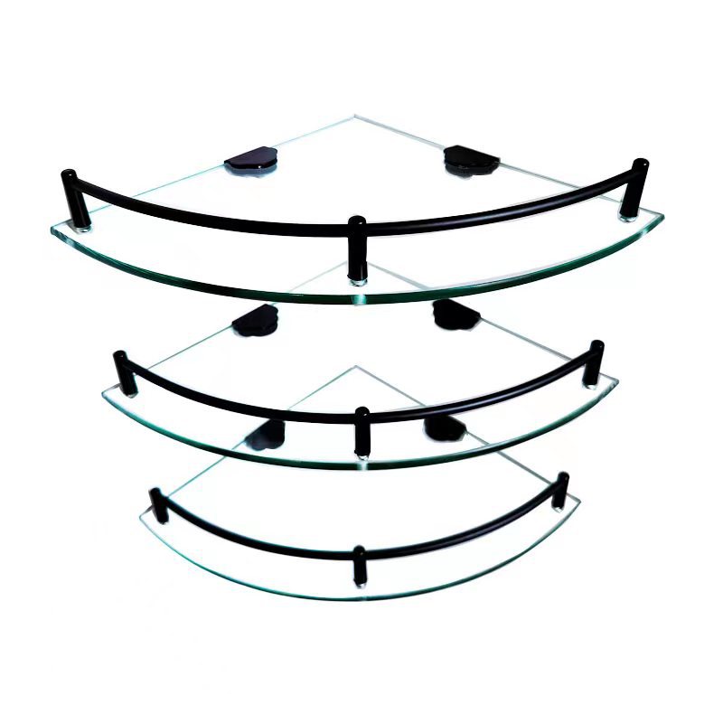 Baño de acero inoxidable galvanizado sala de ducha 34 capas de esquina de ventilador triangular estante de almacenamiento de vidrio