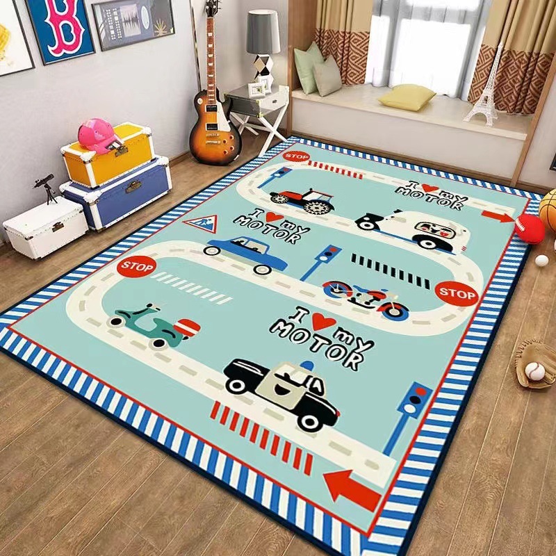 Children's Fun Carpet Crawling Mat City Map Traffic Game Carpet Living Room Bedroom Cartoon Non-Slip Crawling Mat