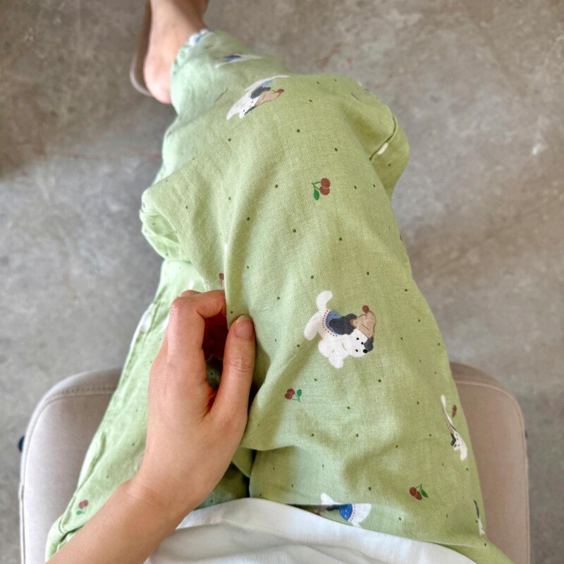 Cotton Double Gauze Pajama Pants Cheese Puppy Cute Home Pants Loose Lazy Casual Pants ~ Giant Soft