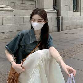 温柔风雪纺连衣裙女夏季高级感遮肚子显瘦短款小外套+吊带裙套装