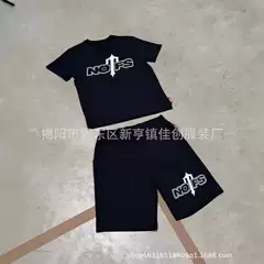 时尚潮牌Y2K休闲套装男夏季欧美新款NOFS字母印花短袖短裤宽松