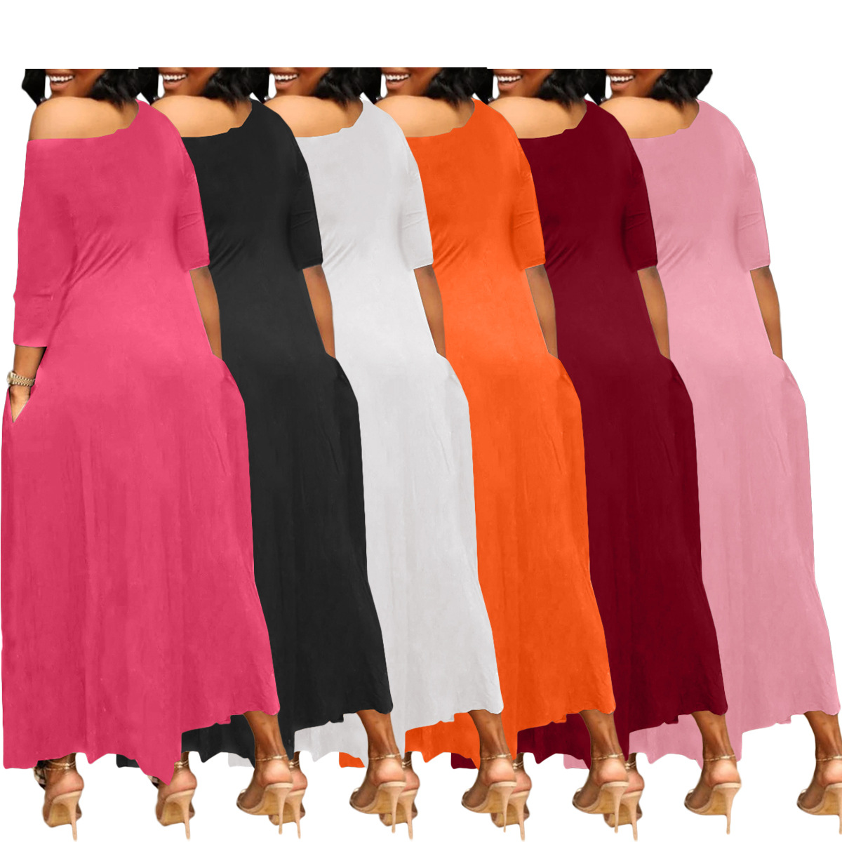 Solid Color Irregular Strapless Dress NSOJS58980