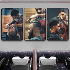 理发店挂画发廊高级感发型造型图片宣传墙壁画美发店墙面装饰画