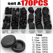 170pcs防水保护电线工具7尺寸密封橡胶电缆索环套件电插头导体垫