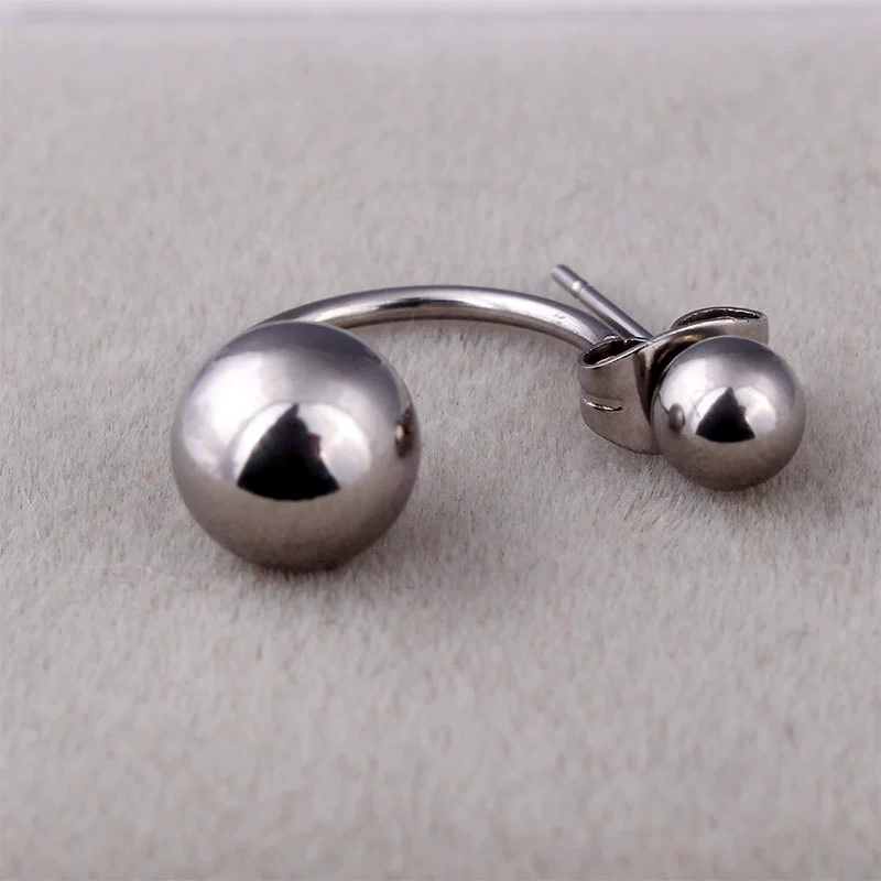 Серьги-гвоздики из нержавеющей стали с шариками, корейский стиль, 8/5 мм, вакуумное напыление титаном