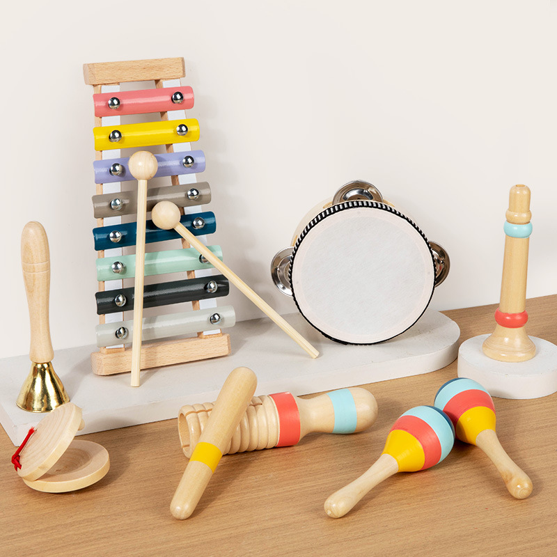 Instrumento musical de simulación para niños de educación temprana Juego de 5 piezas Instrumento de percusión Orff Tocar campana Martillo de arena Juego de música de juguete