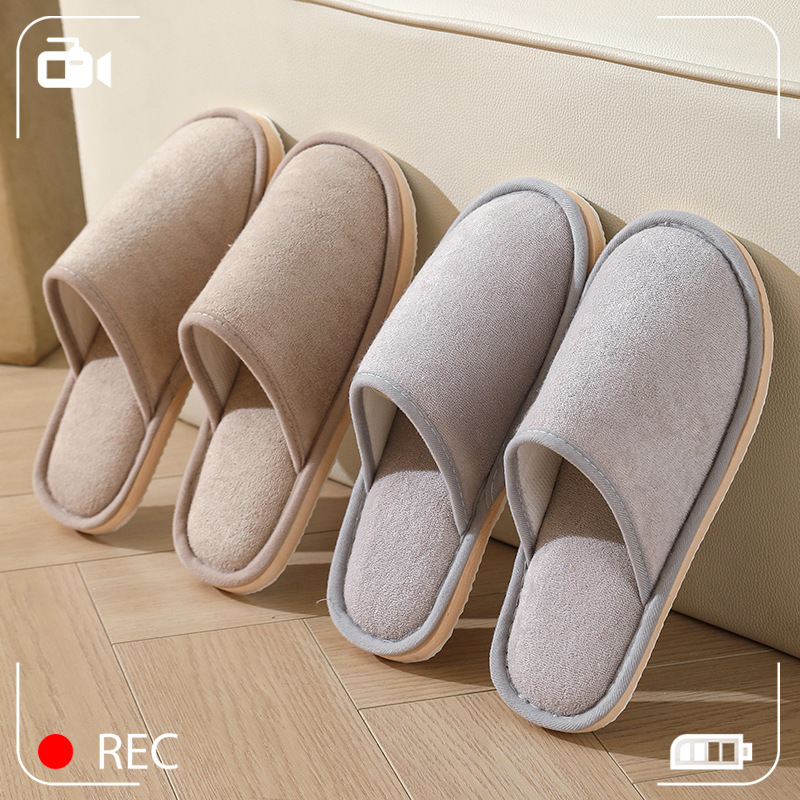 Famous Hotel Terry Cloth Cotton Slippers for Women, Beauty Salon Guest Room Supplies, Warm Home Household Four-Season Shoes, Manufacturer Wholesale