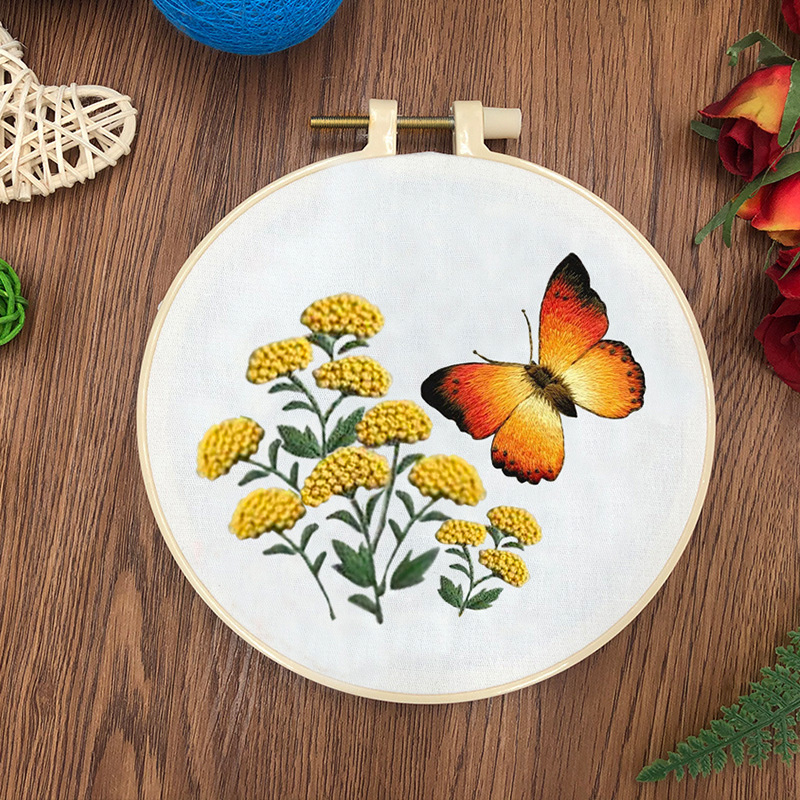 Original-Nuevo bordado DIY mariposa hecha a mano material de tela paquete kit creativo fabricante en stock con tutorial