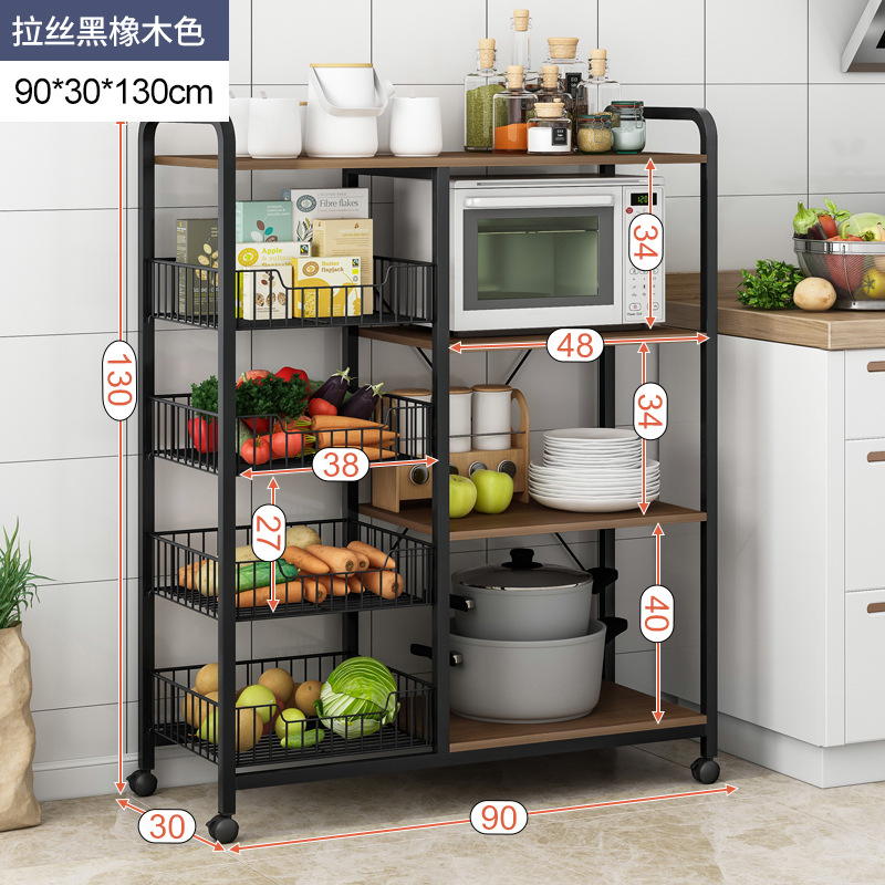 Cesta de la cocina estante de almacenamiento de piso multi-capa hogar vegetal rack de almacenamiento de horno microondas olla rack de almacenamiento