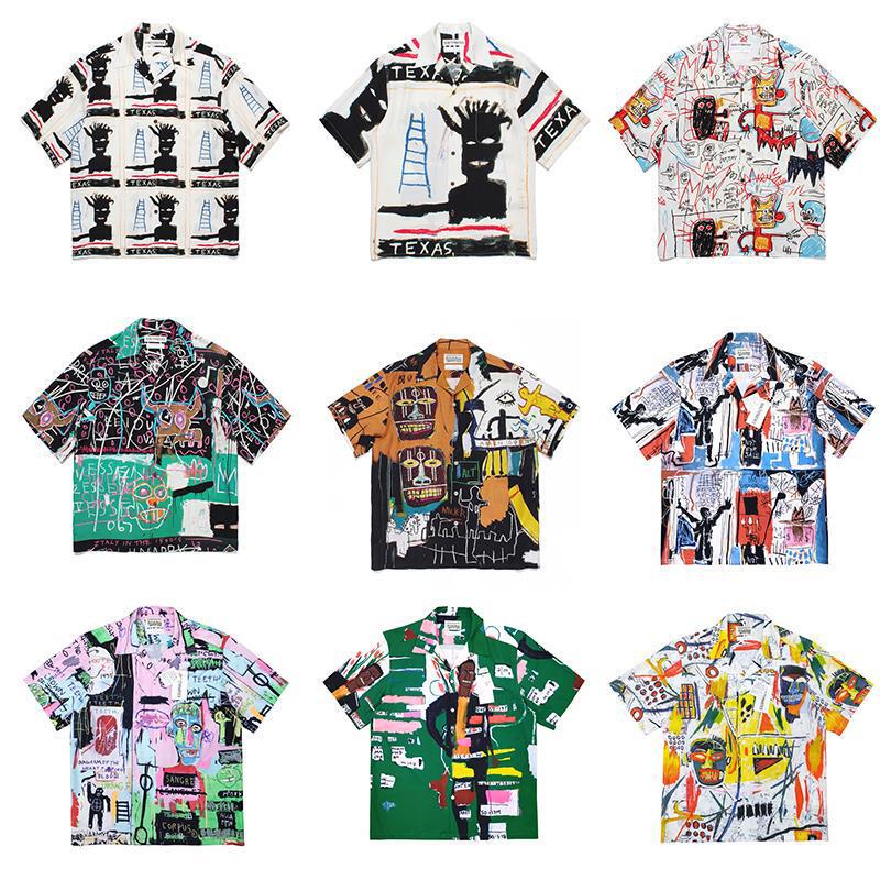 Southeast Asia Dropshipping Basquiat Co-Branded from the Republic Tokyo Hawaiian Couple Shirt Cuban Collar Beach Short-Sleeved Men