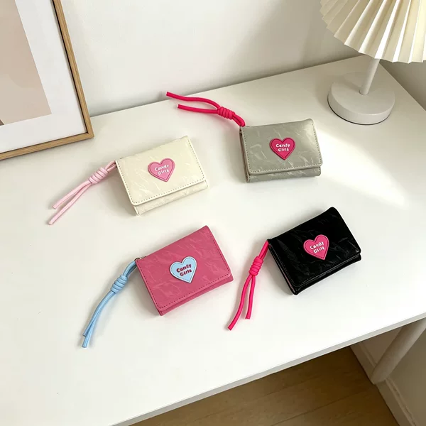 Lanyard Wallet ~ Korean Style Ins Love Candy Wallet Women's Casual Short Women's Wallet Wholesale 70% off Students