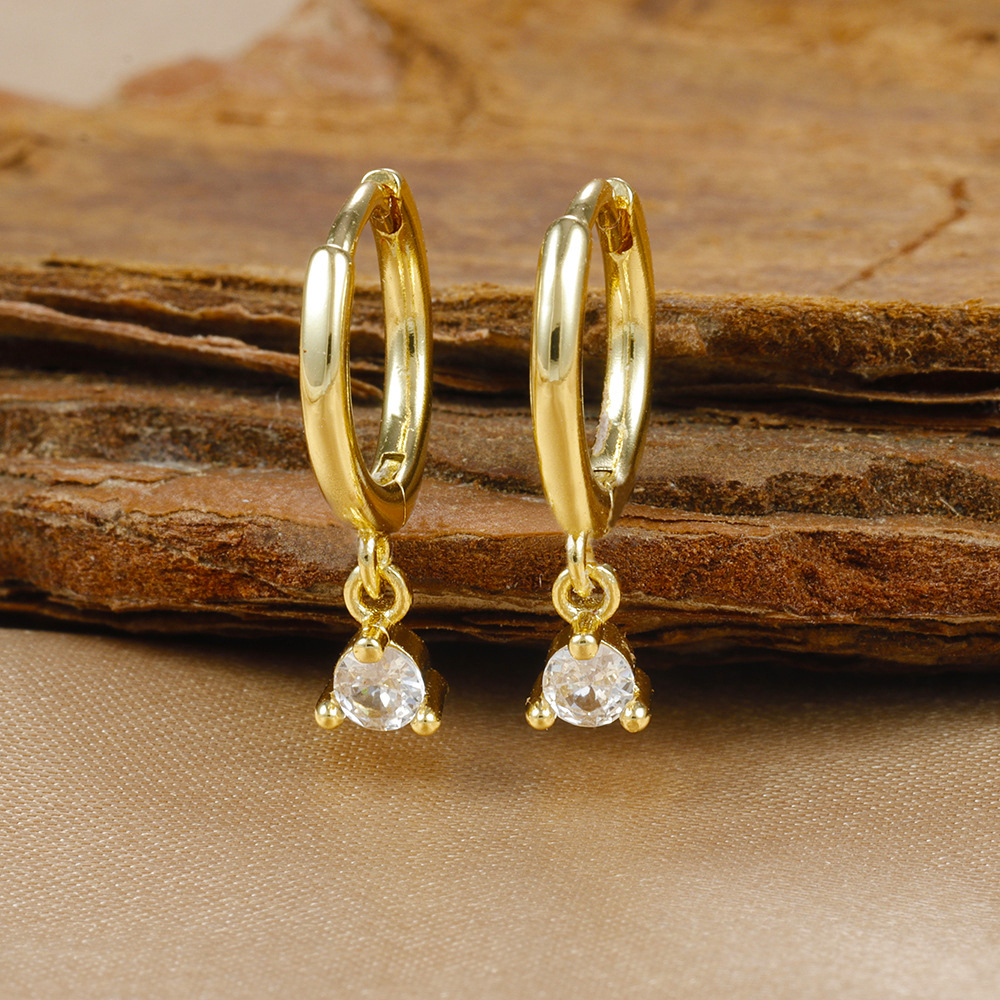 1 Par Elegante Geométrico Gotitas De Agua Enchapado Cobre Circón Pendientes De Gota Aretes display picture 10