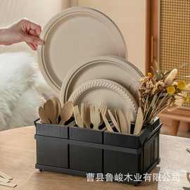 木质餐具收纳盒厨房多格烹饪工具刀叉筷子储物盒餐盘收纳架餐具架