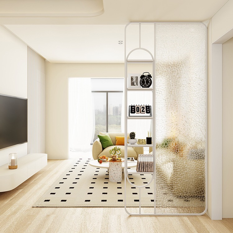 Cream Style Changhong Tempered Glass Screen Living Room Bathroom Entry Modern Entrance Stainless Steel Partition Wall Customization
