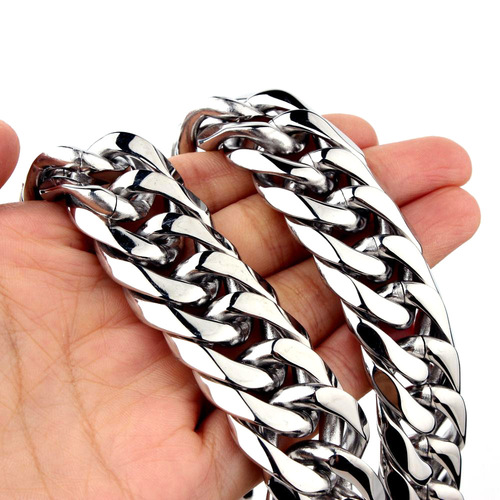 8/10/12/14mm men's titanium steel stainless steel double buckle six-sided grinding necklace thick chain Cuban chain thick chain