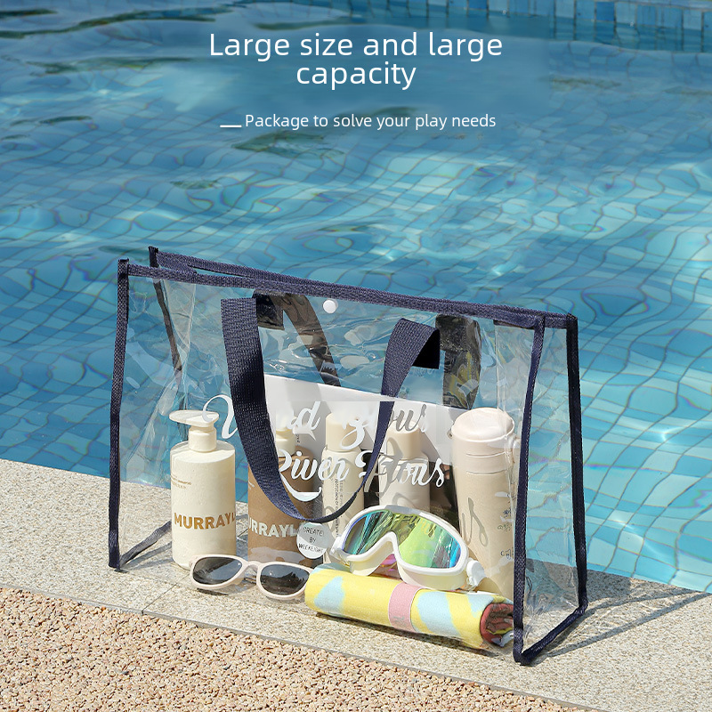 Capacious handheld waterproof beach storage bag for swimming PVC