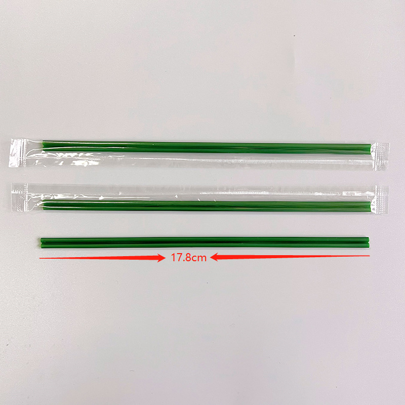 18cm paja de café desechable verde doble agujero bolsa de película de embalaje independiente paja de café Café varilla de agitación