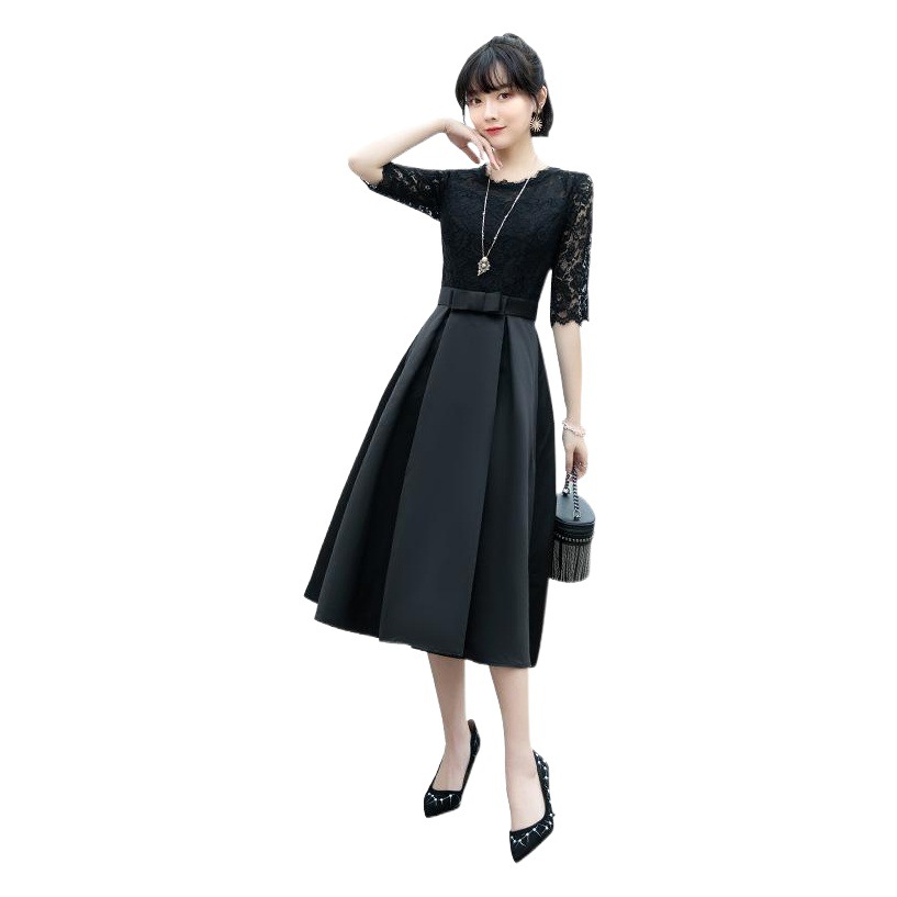 Vestido de noche de banquete para mujer 2024 Nuevo vestido elegante de media manga SLIM-Fit adelgazante vestido de media longitud multicolor opcional