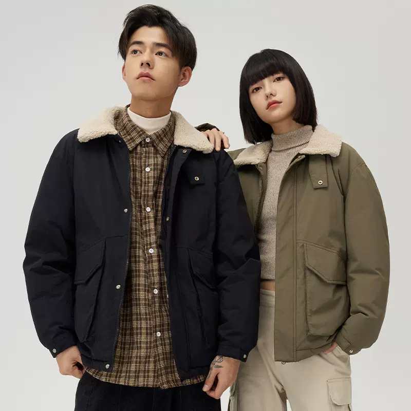 高端日系复古毛领90白鸭绒立领羽绒服男冬季新款潮牌加厚保暖外套