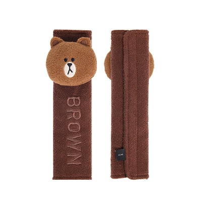 Brown Bear Seatbelt Shoulder Pad Car Accessories High-End Cute Cartoon Seatbelt Doll Car Shoulder Pad (Seat belt shoulder pad) - brown-plush-single-pack
