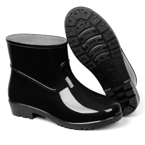 厂家 短筒雨鞋女水鞋低筒PVC牛筋厚底加绒纯色工作鞋雨靴防水鞋