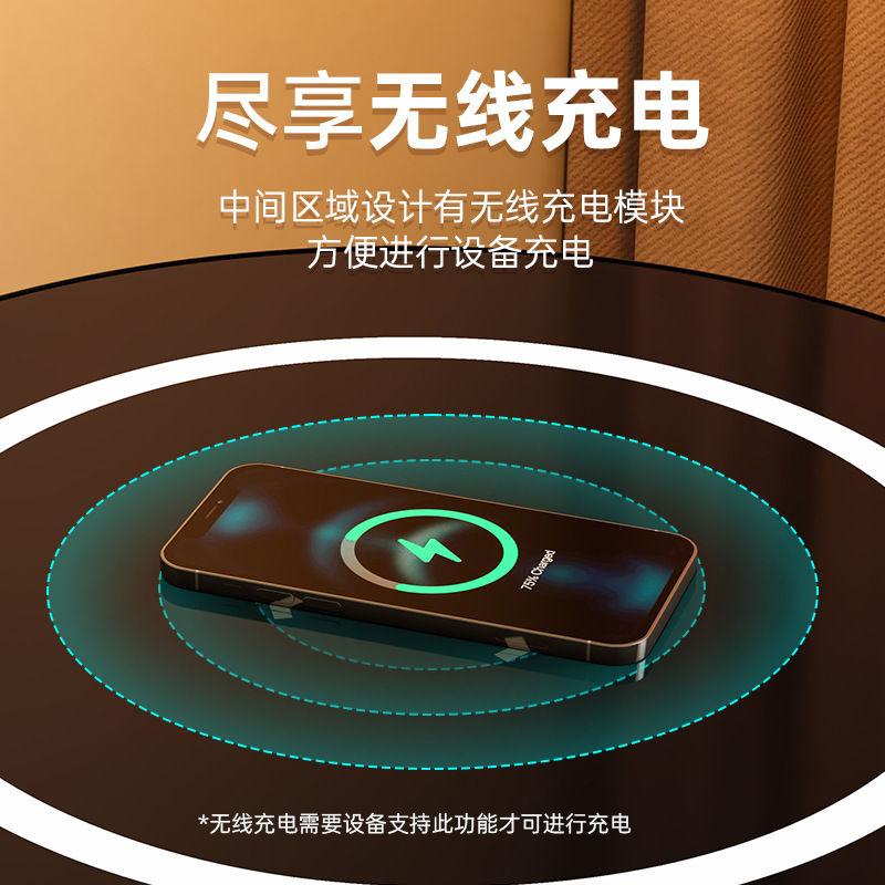 工場直接供給の軽量高級誘導充電サイドテーブル、ワイヤレス充電コーヒーテーブル、誘導ランプ、寝室のベッドサイドテーブル付き|undefined