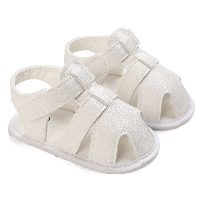 Zapatos de bebé verano masculino bebé 0-1 años de edad sandalias de color sólido envueltas en el tobillo zapatos de niño de una sola pieza de entrega