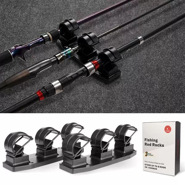 3-Position Universal Fishing Rod Storage and Display Rack for Boat/Wall Mounting, Easy-To-Use New Clip-On Version, Bestseller on Amazon