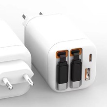 伸缩线双拉线氮化镓65w带伸缩线手机充电器GanPD A+C自带线