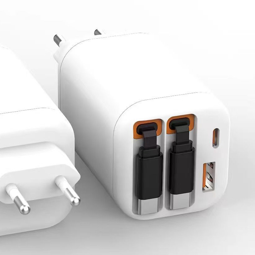 伸缩线双拉线氮化镓65w带伸缩线手机充电器GanPD A+C自带线