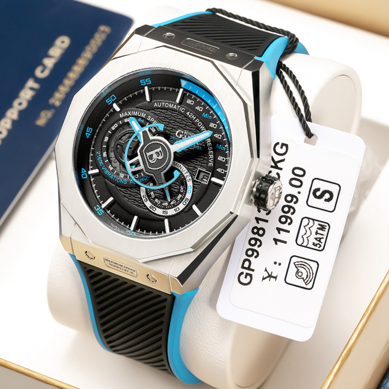 Germany Bugatti genuine men's watch mechanical watch waterproof luminous Business watch cross-border hot AliExpress