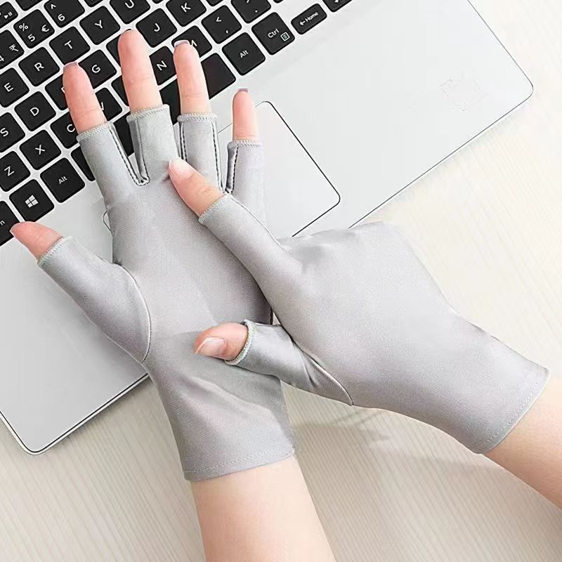 Summer unisex half-finger gloves for cycling, driving, fishing, made of ice silk, with sun protection, UV protection, and a cool feeling