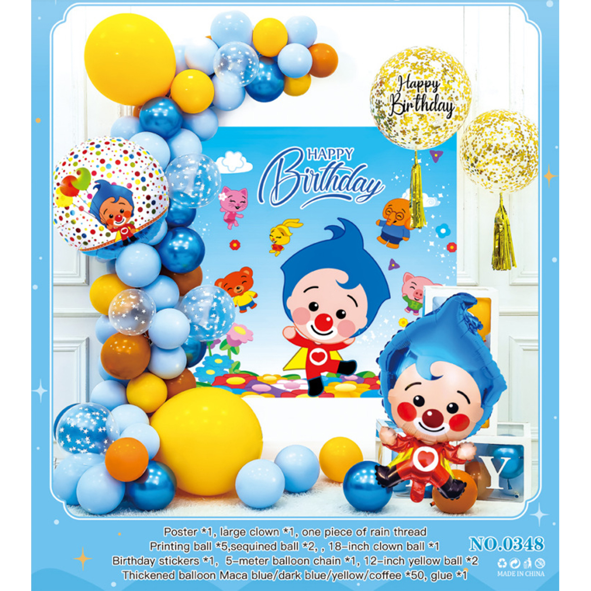 Feliz cumpleaños globo traje niños fiesta de cumpleaños Fondo pared decoración suministros y niñas bebé años