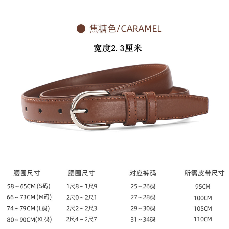 Nuevo cinturón de mujer de cuero de moda casual jeans cinturón de moda joven pantalones de moda de plata hebilla negra