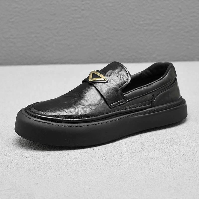 Европейская станция кожаная обувь мужская 2023 осень Новые мужские деловые повседневные мужские туфли на толстой подошве кожаные ботинки Bean мужские