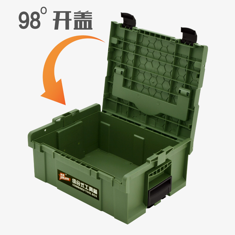 Caja de herramientas de hardware portátil apilada de Huanwolf perforador eléctrico carpintero decoración maestro caja de almacenamiento combinada multicapa