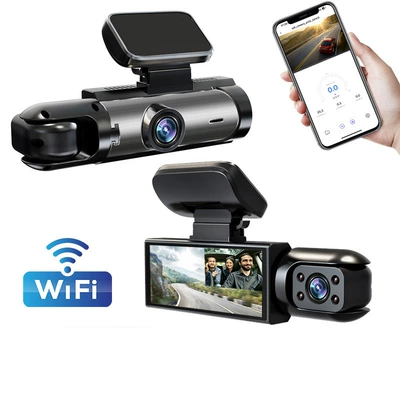 Car Dashcam with High-Definition Night Vision, 360-Degree Front, Interior, and Rear Three-Lens Recording (Driving recorder) - wifi-version-of-the-front-and-rear-dual-lenses
