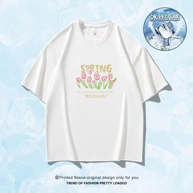 Camiseta de mangas cortas de hielo de Hong Kong 2025 verano caliente para hombres y mujeres transpirables sensación de secado rápido de moda blusa versátil