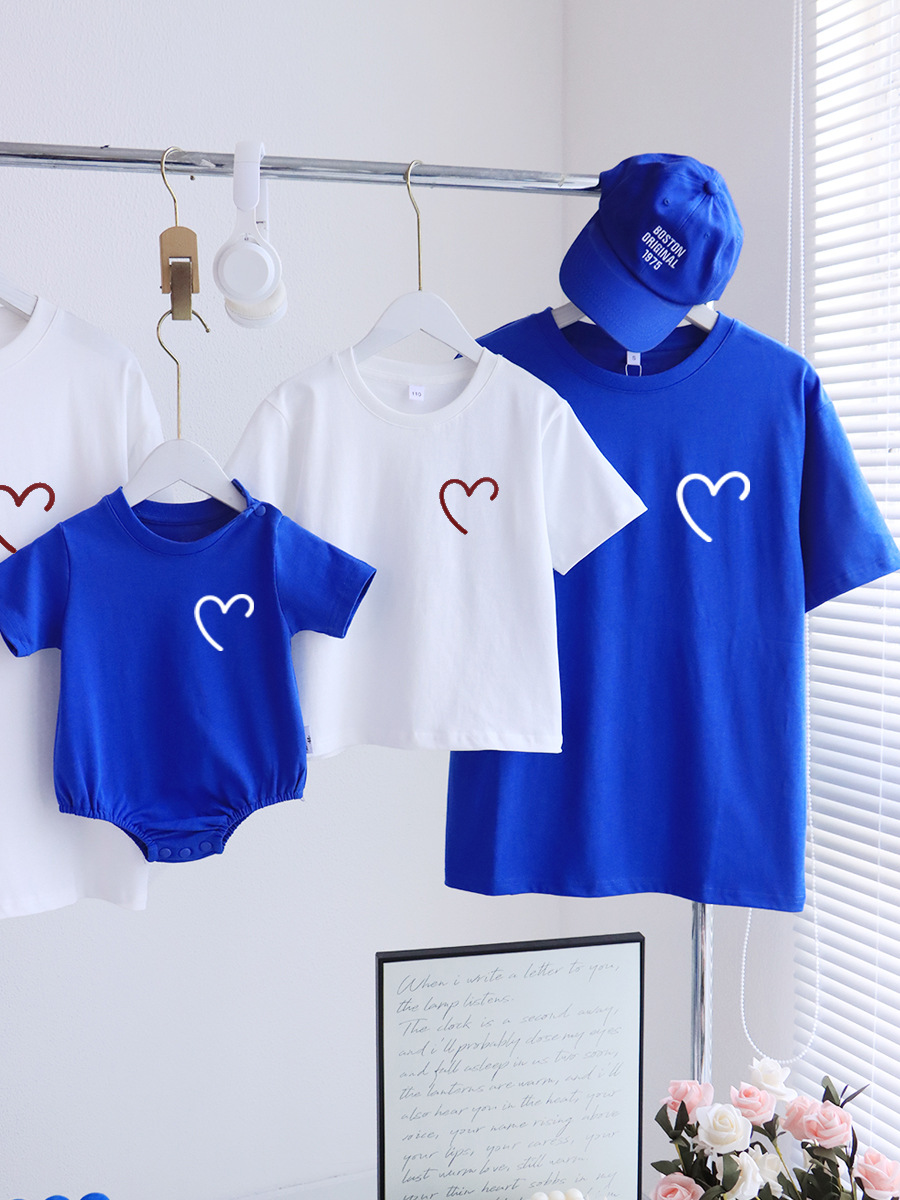 Kindergarten Parent-Child Class Clothing 2025 New High-end Parent-Child Clothing Family Three or Four Short-Sleeved T-Shirt Summer Mother and Child Mother and Daughter