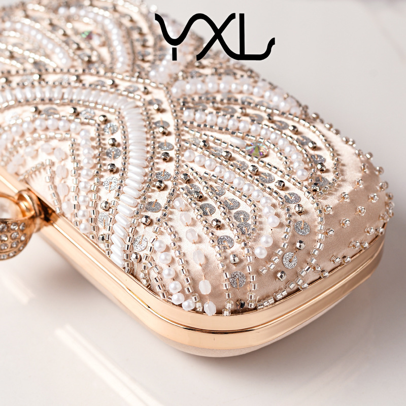 Nuevo bolso de cena transfronterizo para damas, bolso de noche bordado con diamantes, bolso de fiesta, bolso de vestido diagonal, bolso de novia